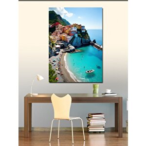 Kanvas Tablo Renkli İtalyan Sahil Kasabası 50x70 cm