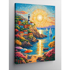 Kanvas Tablo Renkli Sahil Kasabası 50x70 cm
