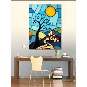 Kanvas Tablo Renkli Cam Manzarası 70x100 cm