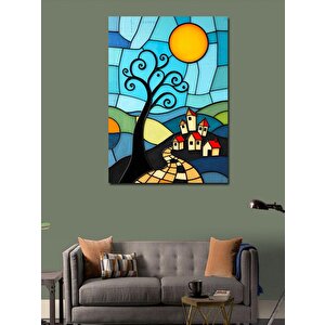 Kanvas Tablo Renkli Cam Manzarası 70x100 cm
