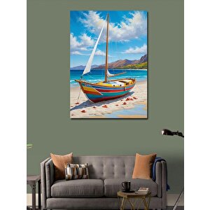 Kanvas Tablo Sahildeki Renkli Kayık 50x70 cm