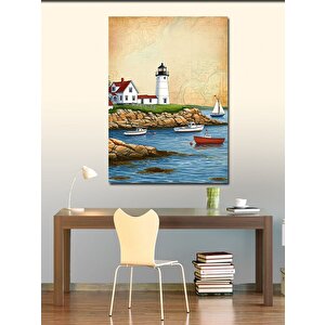 Kanvas Tablo Lighthouse Sahil Manzarası 50x70 cm