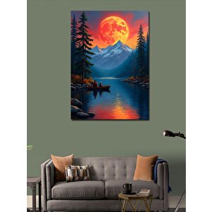 Kanvas Tablo Kırmızı Ay Manzarası 70x100 cm