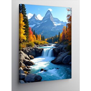 Kanvas Tablo Şelale Manzaralı Orman 100x140 cm