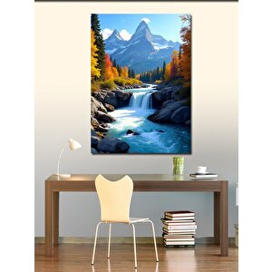 Kanvas Tablo Şelale Manzaralı Orman 100x140 cm