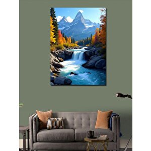 Kanvas Tablo Şelale Manzaralı Orman 100x140 cm