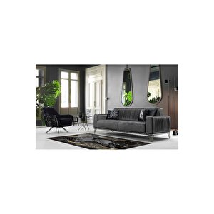 Makinede Yıkanabilir Leke Tutmaz  siyah Pvc Deri Kaymaz Taban Tasarım Salon Saçaksız Halı 170-00