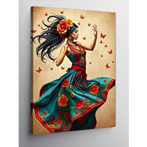Kanvas Tablo Renkli Dans Eden Kadın 100x140 cm