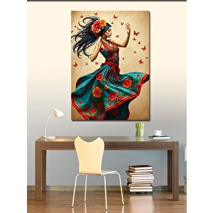 Kanvas Tablo Renkli Dans Eden Kadın 100x140 cm