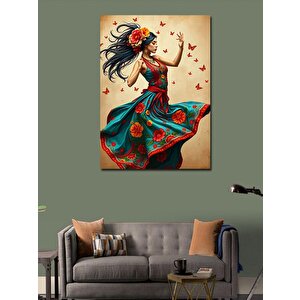 Kanvas Tablo Renkli Dans Eden Kadın 100x140 cm
