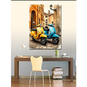 Kanvas Tablo Sarı Vespa Çifti 100x140 cm