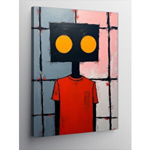 Kanvas Tablo Sarı Gözlü Robot 100x140 cm