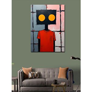 Kanvas Tablo Sarı Gözlü Robot 100x140 cm