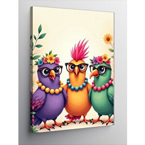 Kanvas Tablo Renkli Gözlü Papağnalar 70x100 cm