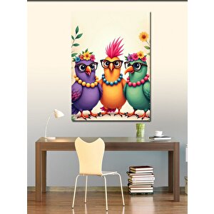 Kanvas Tablo Renkli Gözlü Papağnalar 70x100 cm
