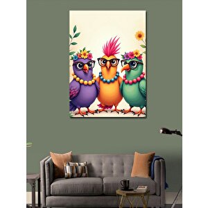 Kanvas Tablo Renkli Gözlü Papağnalar 70x100 cm