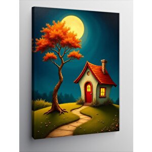 Kanvas Tablo Ay Işığında Küçük Kır Evi 50x70 cm