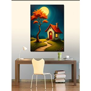 Kanvas Tablo Ay Işığında Küçük Kır Evi 50x70 cm