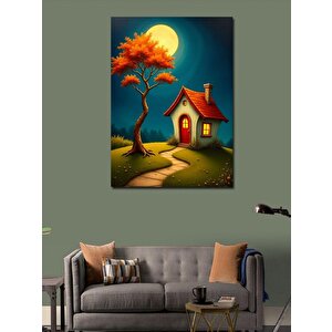 Kanvas Tablo Ay Işığında Küçük Kır Evi 50x70 cm