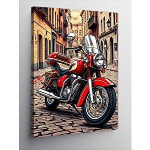 Kanvas Tablo Klasik Kırmızı Motosiklet 70x100 cm