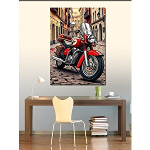Kanvas Tablo Klasik Kırmızı Motosiklet 70x100 cm