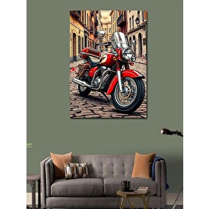 Kanvas Tablo Klasik Kırmızı Motosiklet 70x100 cm