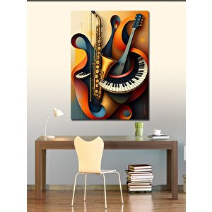 Kanvas Tablo Saksafon Ve Piyano Kompozisyonu 50x70 cm