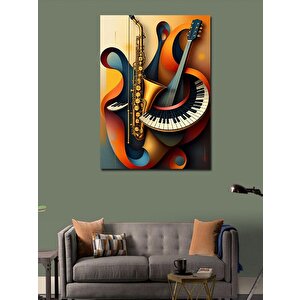 Kanvas Tablo Saksafon Ve Piyano Kompozisyonu 50x70 cm
