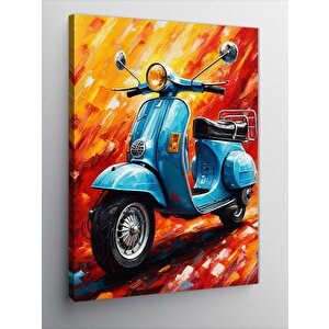 Kanvas Tablo Alevli Mavi Vespa 100x140 cm
