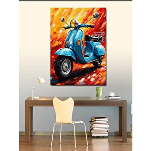 Kanvas Tablo Alevli Mavi Vespa 100x140 cm