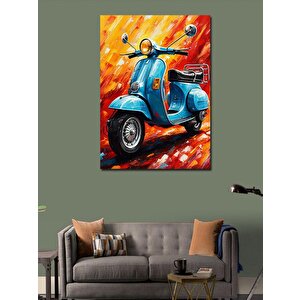Kanvas Tablo Alevli Mavi Vespa 100x140 cm