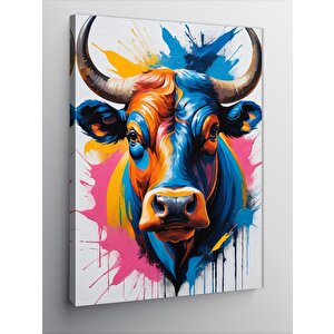 Kanvas Tablo Renkli Boğa Portresi 70x100 cm