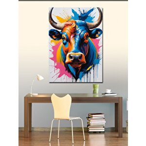 Kanvas Tablo Renkli Boğa Portresi 70x100 cm
