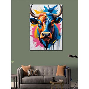 Kanvas Tablo Renkli Boğa Portresi 70x100 cm