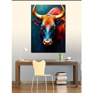 Kanvas Tablo Kırmızı Boğa Portresi 70x100 cm