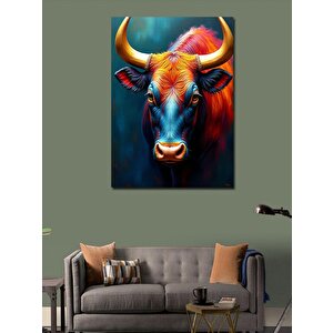 Kanvas Tablo Kırmızı Boğa Portresi 70x100 cm