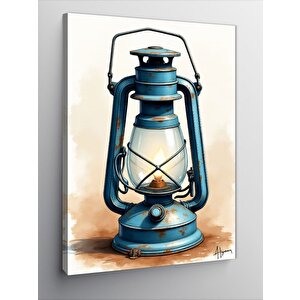 Kanvas Tablo Mavi Fener Retro Tasarım 100x140 cm
