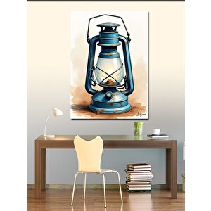 Kanvas Tablo Mavi Fener Retro Tasarım 100x140 cm