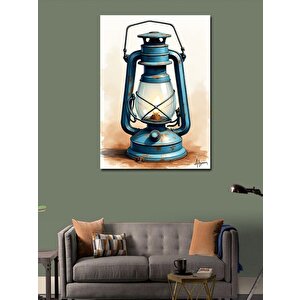 Kanvas Tablo Mavi Fener Retro Tasarım 100x140 cm