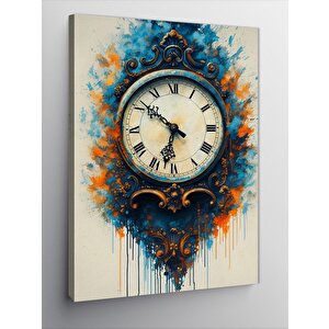 Kanvas Tablo Mavi Desen Eski Saat 70x100 cm