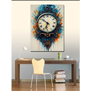 Kanvas Tablo Mavi Desen Eski Saat 70x100 cm