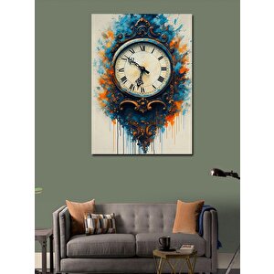 Kanvas Tablo Mavi Desen Eski Saat 70x100 cm