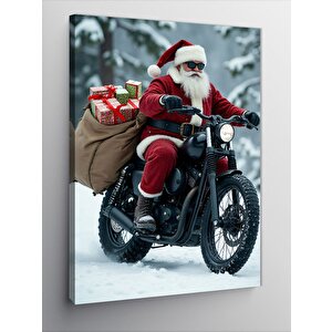 Kanvas Tablo Motosikletli Noel Baba 50x70 cm