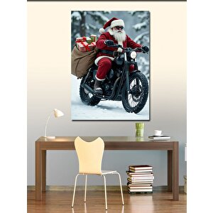 Kanvas Tablo Motosikletli Noel Baba 50x70 cm