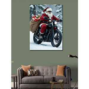 Kanvas Tablo Motosikletli Noel Baba 50x70 cm