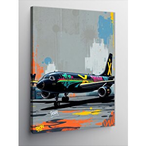 Kanvas Tablo Graffiti Uçak Sanatı 100x140 cm