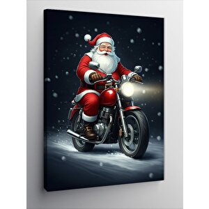 Kanvas Tablo Motosiklet Süren Noel Baba 50x70 cm
