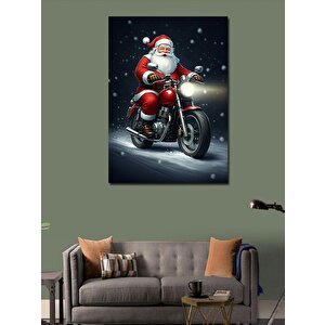 Kanvas Tablo Motosiklet Süren Noel Baba 50x70 cm