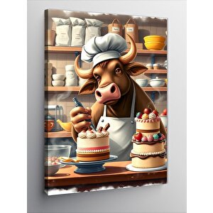 Kanvas Tablo Tatlı Pastacı İnek 50x70 cm