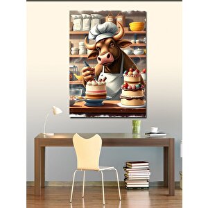 Kanvas Tablo Tatlı Pastacı İnek 50x70 cm
